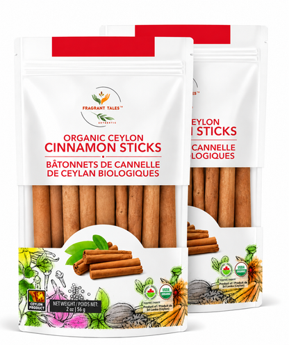 Premium Organic Ceylon Cinnamon Sticks - 2 oz (56g), True Ceylon, USDA Certified, Non-GMO, Gluten-Free, Pure Sri Lankan Cinnamon for Cooking & Baking