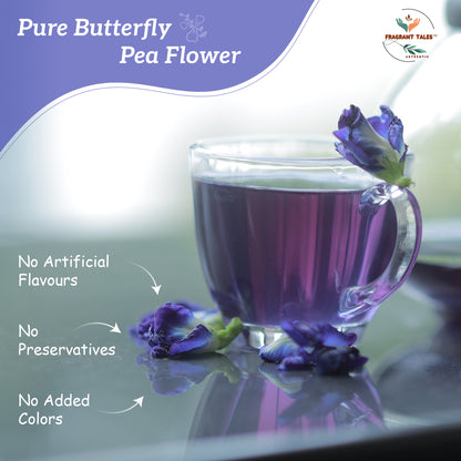 FRAGRANT TALES BLUE TEA - Butterfly Pea Tea, 50g, 25 Pyramid Bags, Natural Herbal Tea, Caffeine Free, Preservative Free