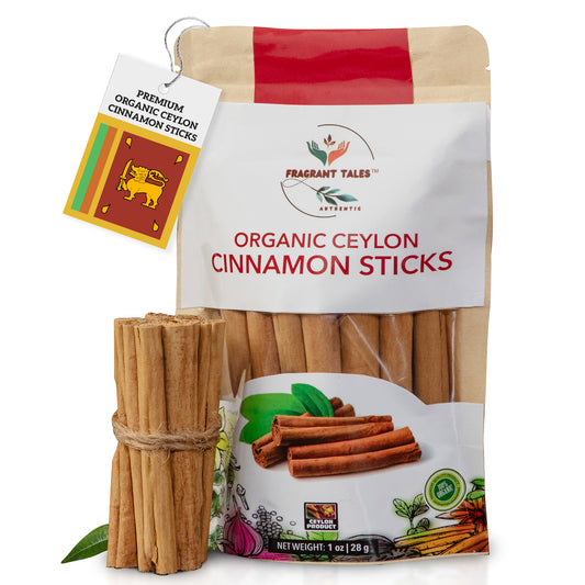 Premium Organic Ceylon Cinnamon Sticks - 1 oz (28g), True Ceylon, USDA Certified, Non-GMO, Gluten-Free, Pure Sri Lankan Cinnamon for Cooking & Baking