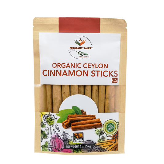 Premium Organic Ceylon Cinnamon Sticks - 2 oz (56g), True Ceylon, USDA Certified, Non-GMO, Gluten-Free, Pure Sri Lankan Cinnamon for Cooking & Baking