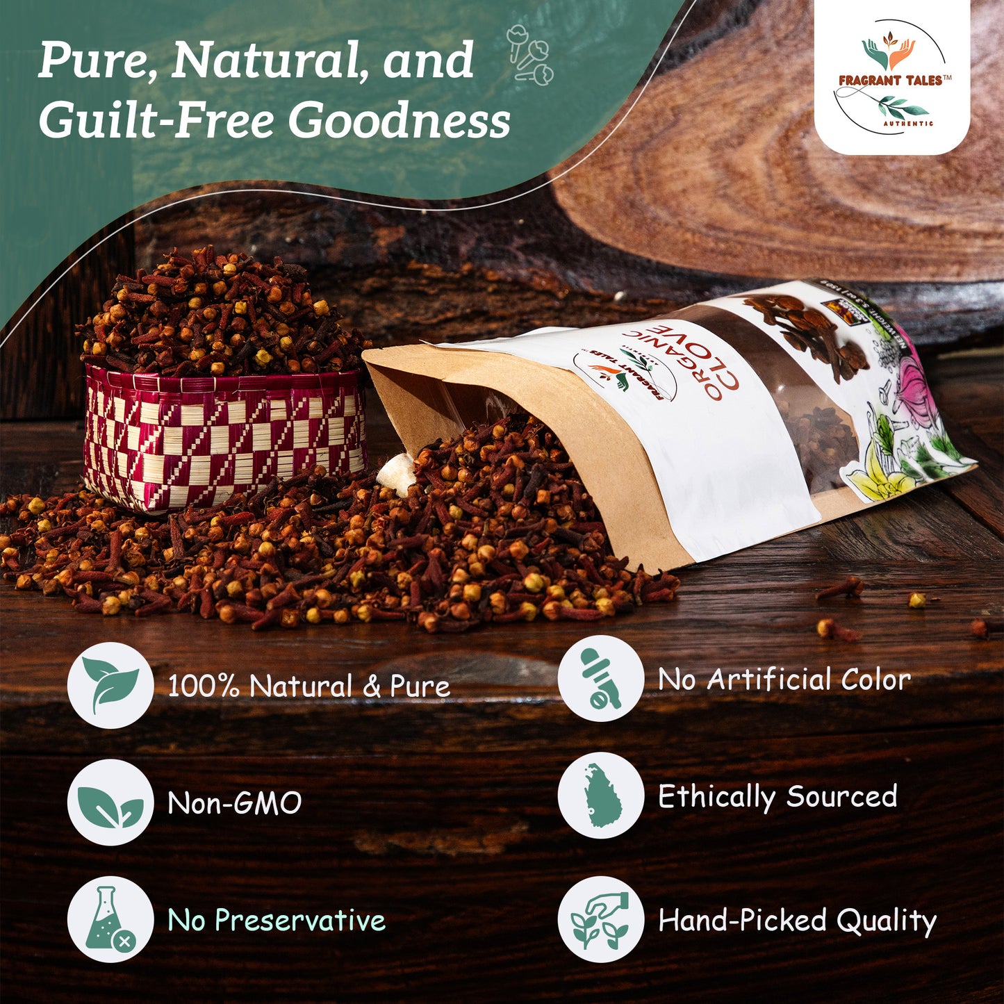 Premium Organic Whole Cloves 5.3 oz (150 grams), Grade Hand Picked, Sourced from a USDA Certified Organic Farm in Sri Lanka