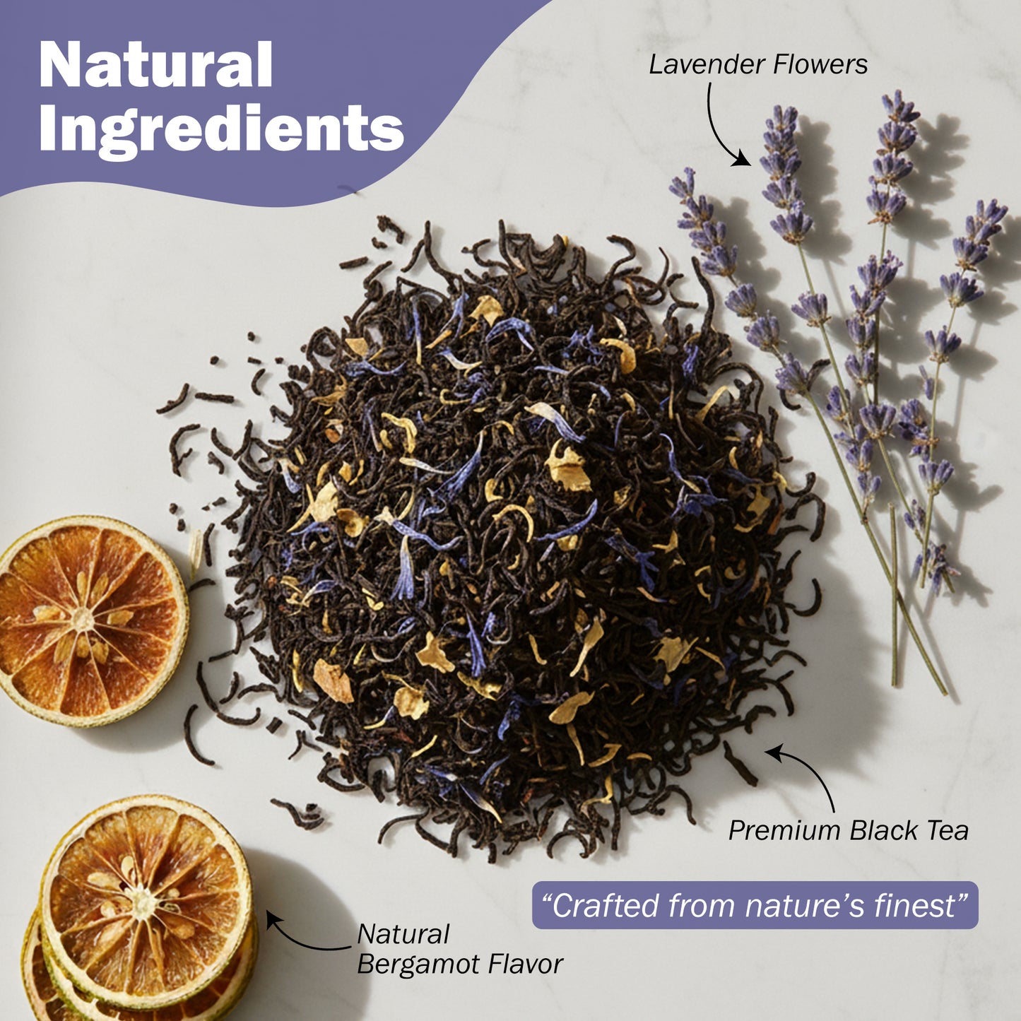 Earl Grey Lavender Ceylon Black Tea – 30 Pyramid Bags | Fragrant Tales | Exquisite Blend of Premium Ceylon Black Tea, Bergamot & Lavender | Aromatic, Smooth & Calming | 60g