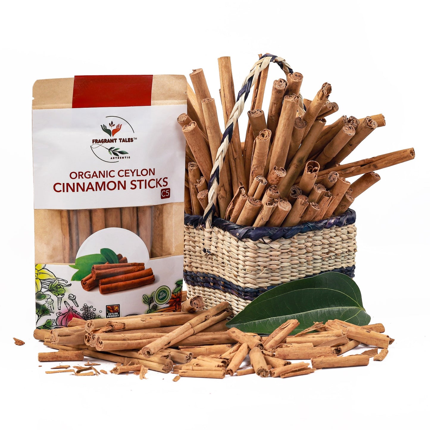 Premium Organic Ceylon Cinnamon Sticks - 2 oz (56g), True Ceylon, USDA Certified, Non-GMO, Gluten-Free, Pure Sri Lankan Cinnamon for Cooking & Baking